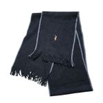 Polo Ralph Lauren Wool Knit Scarf Black Adult Unisex Neck Warmer Fringe Pony Photo 1