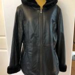 Sonoma  Life+Style Lambskin Women’s Black Aviator Leather Jacket-Faux Fur Lined Photo 0