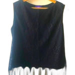 Vintage Black Lace Fringe Top Medium Shell 2000 Deux Mille Y2K retro chic Photo 0