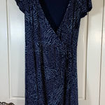 Fresh Produce Women's Blue Animal Print Wrap Dress Size L Short Sleeve Made USA Photo 0