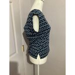Maeve  Navy Blue Jacquard Sleeveless Blouse Photo 4
