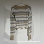 Free People Beige and Gray Striped Cowl Neck Sweater Photo 2