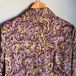 Cinq à Sept Cinq A Sept Purple Blanche Rhinestone Printed Button Front Top Photo 9