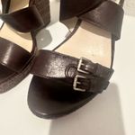 Michael Kors KORS Brown Leather Jute Wedge Sandals Size 8 Photo 3