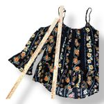 Gypsies & Moondust Cold Shoulder Top Womens Size L Black Floral Photo 2
