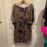 Beautiful olive plum floral silk cold shoulder mini dress Armour Vert whimsigoth Green Size XS Photo 10
