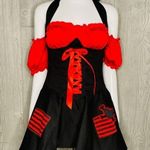 Leg Avenue Steam punk rock black patchwork corset front dress costume cosplay Halloween Photo 8