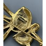 Trifari Vintage Statement Brooch Pin Signed Gold Tone Loop Bow Black Cabochon Photo 2