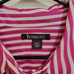 Roaman's Classic Long Sleeve Button Up Pinstriped Boyfriend Shirt Pink Size 18W Photo 6