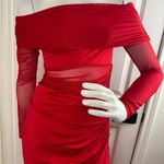 Unbranded Mesh Ruched Maxi Dress See Threw Off Shoulder Long Sleeve Size M. B12 Red Size M Photo 4