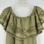 Giddy Up Glamour  Boho Off The Shoulder Romper Olive Green Embroidered Size S Photo 6