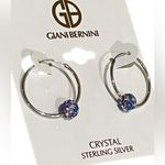 Giani Bernini NEW HOOP EARRINGS 1" Aurora Borealis Crystal Ball Sterling Silver Photo 1