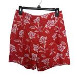 Joie  Linen Blend High Rise Tropical Floral Red White Shorts Size 6 Vacation Photo 0