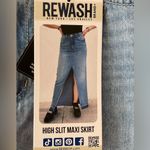 REWASH  high slit maxi skirt denim jean released hem size 9/29 trendy western NWT Photo 5