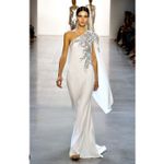 Tadashi Shoji  Columba‎ One Shoulder Gown Sequins Leaf Detail Formal Wear Size 10 Photo 6