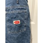 REVOLT Vintage 90's Bib Overalls Logo Pockets Denim Shorts Adjustable Medium Blue Photo 5