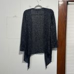 French Laundry  Cardigan Womens M Black Metallic Sparkle Open Front Long Sleeve Photo 3