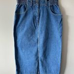 Talbots Vintage Denim Skirt 14 Paper Bag Waist Modest Pockets 90s Preppy Photo 0