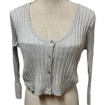 Wet Seal *flawed* Silver Ribbed Cardigan l Sweater Juniors Size Large Photo 0