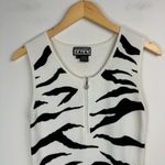 Vtg Y2K Zebra Stripe Ribbed Top Sz Large Quarter Zip Sleeveless Tank Black Photo 1