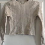 SOCIAL REVIVAL Cream Lace Trim Long Sleeve Fitted Cropped Top Size L Photo 0