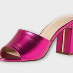 The Drop Women's Pattie High Block Heeled Mule Sandal Hot Pink Metallic Size 10 Photo 1