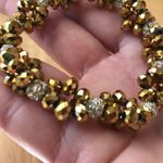 Metallic Gold Color Crystals Stretch Bracelet New Photo 5