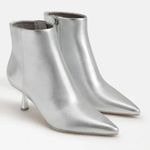 Rachel Zoe NEW   Metallic Silver Kitten Heel Bootie Vegan Leather Photo 0