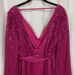 Hello Molly Pink Sequin Static Memory Faux Wrap Mini Dress Sz.M/US 6 Photo 10