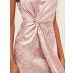 Lulus Dress Womens Small Classy Moments Mini Blush Satin Jacquard Twist Front Pink Photo 2