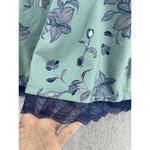 LOGO By Lori Goldstein LOGO Lounge Women's Hoodie Floral Blue Lace Hem Long Sleeve Size XS Cotton Blend Photo 12