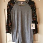 LuLaRoe  Top MARDI GRAS Gray Green Gold 2X Randy BNWT 3/4 Sleeves Baseball Tee Photo 5