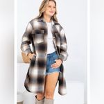 New Sweet Lovely by Jen Long Button Up Plaid Shacket M Brown Size M Photo 1