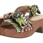 Jessica Simpson  Resima Green floral tropical studded platform clogs sandals Photo 0