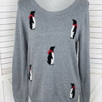 Westport ‎ 1962 Rhinestone Penguins Sweater Grey Medium Lightweight Crewneck Photo 0