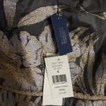 Marchesa Notte Gold Metallic Floral Print Asymmetrical Flounce Cocktail Dress 6 Photo 14