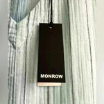 Monrow New NWT Pinstripe Gauze Flowy Jumpsuit Sea Foam Teal Cover Up Acacia $198 Photo 4