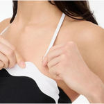 J.Crew NWT  Scalloped One Piece Swimsuit Black White Colorblock Sz L CI109 Photo 3