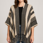 Forever 21 🖤💛 Black and Cream Patterned Knit poncho size S/M oversize 🖤💛 Photo 0