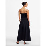 Madewell Smocked Waist Poplin Midi Skirt Cotton A Line Black Pockets XL NWT Photo 3