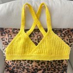 knit yellow bralette top cross back v neck Photo 6
