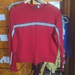 H&M Divided  Red Long Sleeve 100% Cotton Tee with Stripe Size Medium Photo 0