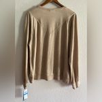 Democracy  Long Blouson Puff Shoulder Crew Neck Lace Applique Sweatshirt Beige XL Photo 3