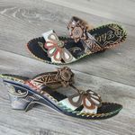 Elite by Corkys Womens Size 8 Jamaica Leather Floral Boho Hippie Wedge Sandals Brown Photo 0
