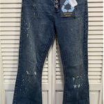 Indigo Rein Size 7/27 Mid Rise Flare Bell Bottom Jeans Dark Wash Button Fly NWT Photo 0