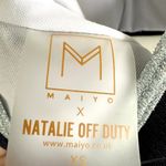 MAIYO Natalie Off Duty Bikini Top Sleeveless Scoop Neck Button Details Blue XS Photo 2