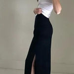 Valerie Stevens  Vintage 80s Wool Midi Skirt Size 2P Black Photo 0
