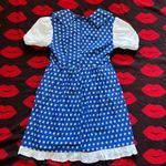 Handmade 60s 70s style apron milkmaid blue white daisy dress S Photo 5