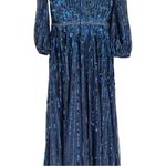 Mac Duggal Dark Blue Sequined Wrap Over 3/4 Sleeve Gown Navy size 4 Evening 5509 Photo 6