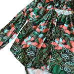 Free People Sage Floral Print Long Sleeve Shirt Blouse Top Boho Size XS Women's Photo 4